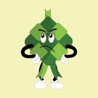 ketupat mascotte karakter illustratie in wijnoogst stijl met armen en poten met een verscheidenheid van emoties en acties, Super goed hulpbron voor icoon, symbool, logo, sticker, spandoek. eps 10 vector