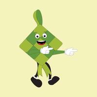 ketupat mascotte karakter illustratie in wijnoogst stijl met armen en poten met een verscheidenheid van emoties en acties, Super goed hulpbron voor icoon, symbool, logo, sticker, spandoek. eps 10 vector