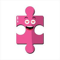 puzzels gezichten. grappig helder puzzel stukken tekens schattig glimlach of boos gezicht emotie, decoupeerzaag emoji toetreden vrienden creatief vorm tekenfilm mascotte concept vector illustratie van puzzel uitdrukking grappig