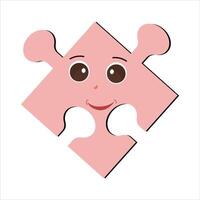 puzzels gezichten. grappig helder puzzel stukken tekens schattig glimlach of boos gezicht emotie, decoupeerzaag emoji toetreden vrienden creatief vorm tekenfilm mascotte concept vector illustratie van puzzel uitdrukking grappig