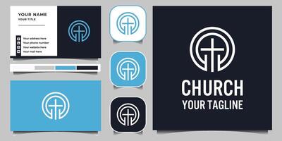 kerk logo ontwerp sjabloon met bedrijf kaart vector