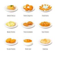 menu met aardappel gerechten voor restaurant of kantine vector