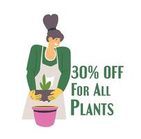 30 procent uit korting Aan allemaal planten promo banier vector