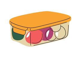 lunch doos met fruit, gezond voeding en eetpatroon vector