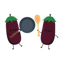 aubergine Aan wit achtergrond. aubergine karakter ontwerp. vector