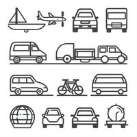 vervoer, levering, en voertuig lijn pictogrammen. vector