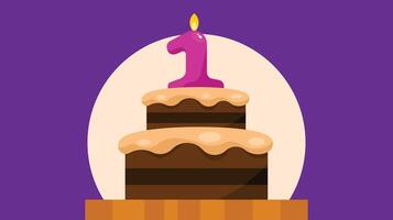 verjaardag taart met kaars topping geïsoleerd vector illustratie