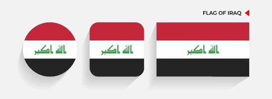 Irak vlaggen geregeld in ronde, plein en rechthoekig vormen vector