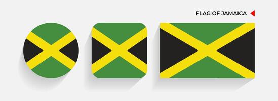 Jamaica vlaggen geregeld in ronde, plein en rechthoekig vormen vector