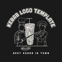 een logo sjabloon voor een kebab winkel met twee koks snijdend vlees van een draaispit vector