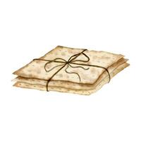 matzah stapel met touw boog waterverf vector illustratie voor Joods Pascha vastend brood kant visie. hand- getrokken pesach symbool