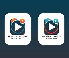 creatief multimedia Speel audio video TV film bioscoop speler concept vector logo ontwerp sjabloon