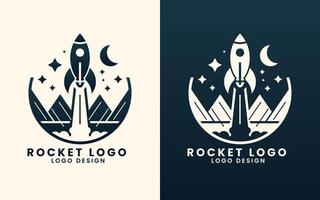 ruimteschip raket shuttle astronaut concept vector logo ontwerp sjabloon