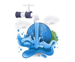 herdenken wereld water dag, vlak isometrische 3d illustratie vector