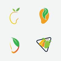 verzameling van mango fruit logos en symbolen perfect voor zakelijk, vers fruit winkel branding, enz geïsoleerd Aan grijs achtergrond vector