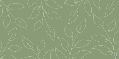 abstract gebladerte lijn kunst vector achtergrond. blad behang van mooi bladeren, blad tak, planten in hand- getrokken patroon. botanisch oerwoud geïllustreerd voor banier, afdrukken, decoratie, kleding stof