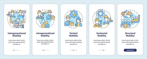 patronen van sociaal mobiliteit onboarding mobiel app scherm. walkthrough 5 stappen bewerkbare grafisch instructies met lineair concepten. ui, ux, gui sjabloon vector