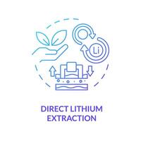 direct lithium extractie blauw helling concept icoon. batterijen productie industrie. verfijning werkwijze. ronde vorm lijn illustratie. abstract idee. grafisch ontwerp. gemakkelijk naar gebruik in brochure, boekje vector