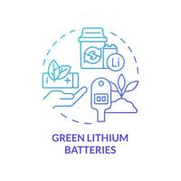 groen lithium batterijen blauw helling concept icoon. milieuvriendelijk vriendelijk technologie. verspilling vermindering, decarbonisatie. ronde vorm lijn illustratie. abstract idee. grafisch ontwerp. gemakkelijk naar gebruik vector
