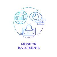 toezicht houden op investering blauw helling concept icoon. te ontvangen betalingen. geïnvesteerd in leningen en toezicht houden op prestatie. ronde vorm lijn illustratie. abstract idee. grafisch ontwerp. gemakkelijk naar gebruik in afzet vector