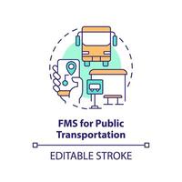 fms voor openbaar vervoer multi kleur concept icoon. stedelijk mobiliteit, stad logistiek. ronde vorm lijn illustratie. abstract idee. grafisch ontwerp. gemakkelijk naar gebruik in infografisch, presentatie vector