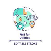 fms voor Gereedschap multi kleur concept icoon. openbaar vervoer, stad infrastructuur. ronde vorm lijn illustratie. abstract idee. grafisch ontwerp. gemakkelijk naar gebruik in infografisch, presentatie vector