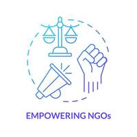 empowerment ngo's blauw helling concept icoon. niet overheid organisatie. activisme voor sociaal veranderingen. ronde vorm lijn illustratie. abstract idee. grafisch ontwerp. gemakkelijk naar gebruik in artikel vector