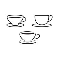thee kop vector icoon set. heet kruiden groen thee symbool in zwart kleur. koffie kop lijn teken.