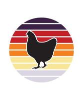 ontwerpsjabloon voor kip retro zonsondergang vector