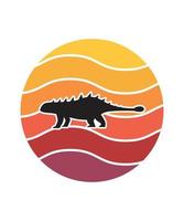 dinosaurussen retro zonsondergang ontwerpsjabloon vector