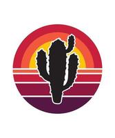 catus retro zonsondergang ontwerpsjabloon vector