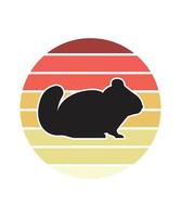 chinchilla retro zonsondergang ontwerpsjabloon vector