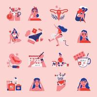 menstruatie pms icon set vector