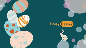 sociaal media post idee voor Pasen ei achtergrond geïsoleerd in groente, hand- trek lijn konijn, pak voor decoratie ,web, banier , behang , met blanco ruimte vector