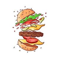 vector hand- getrokken hamburger illustratie