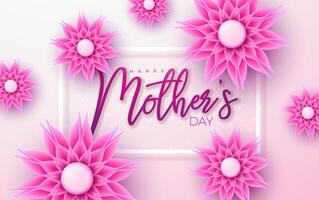 gelukkig moeder dag groet kaart ontwerp met bloem en typografie brief Aan licht roze achtergrond. vector viering illustratie sjabloon voor banier, folder, uitnodiging, brochure, poster.