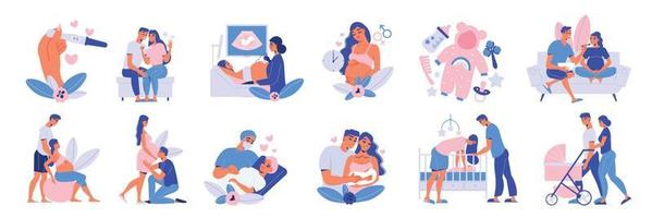 zwangere moederschap iconen collectie vector