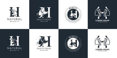 brief logo h ontwerp verzameling met natuur schoonheid concept premie vector