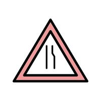 Vector Road versmalt op juiste Road Sign Icon