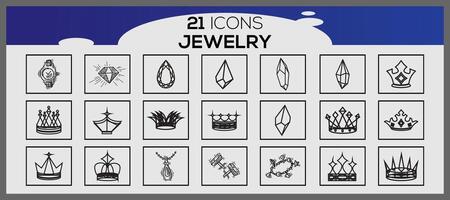 vector kostbaar juwelen icoon reeks sieraden 21 lijn icoon pak sieraden en edelstenen lijn vector pictogrammen