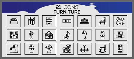 vector meubilair en huis decoraties reeks van pictogrammen bedrijf en pictogrammen reeks meubilair elementen reeks