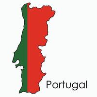 schets tekening van Portugal vlag kaart. vector