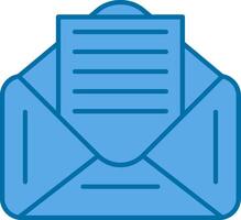 e-mail gevulde blauw icoon vector