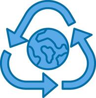 recycle gevulde blauw icoon vector