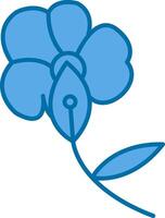 orchidee gevulde blauw icoon vector