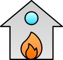 brandend huis lijn gevulde helling icoon vector