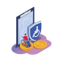 sociale zekerheidssamenstelling voor gehandicapten vector