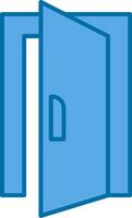 deur gevulde blauw icoon vector