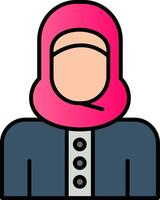 Islamitisch vrouw lijn gevulde helling icoon vector