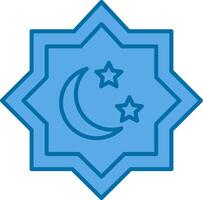 Islamitisch ster gevulde blauw icoon vector